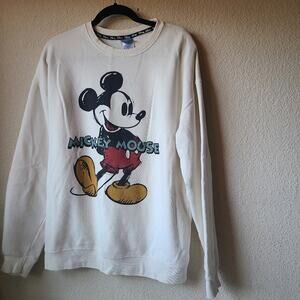 Disney Women's Cream Mickey Mouse Crewneck Sweater Size XL